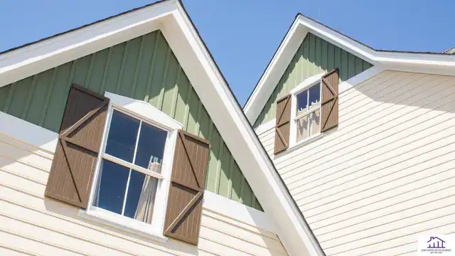 Montclair, NJ home with two-tone siding and green trim
